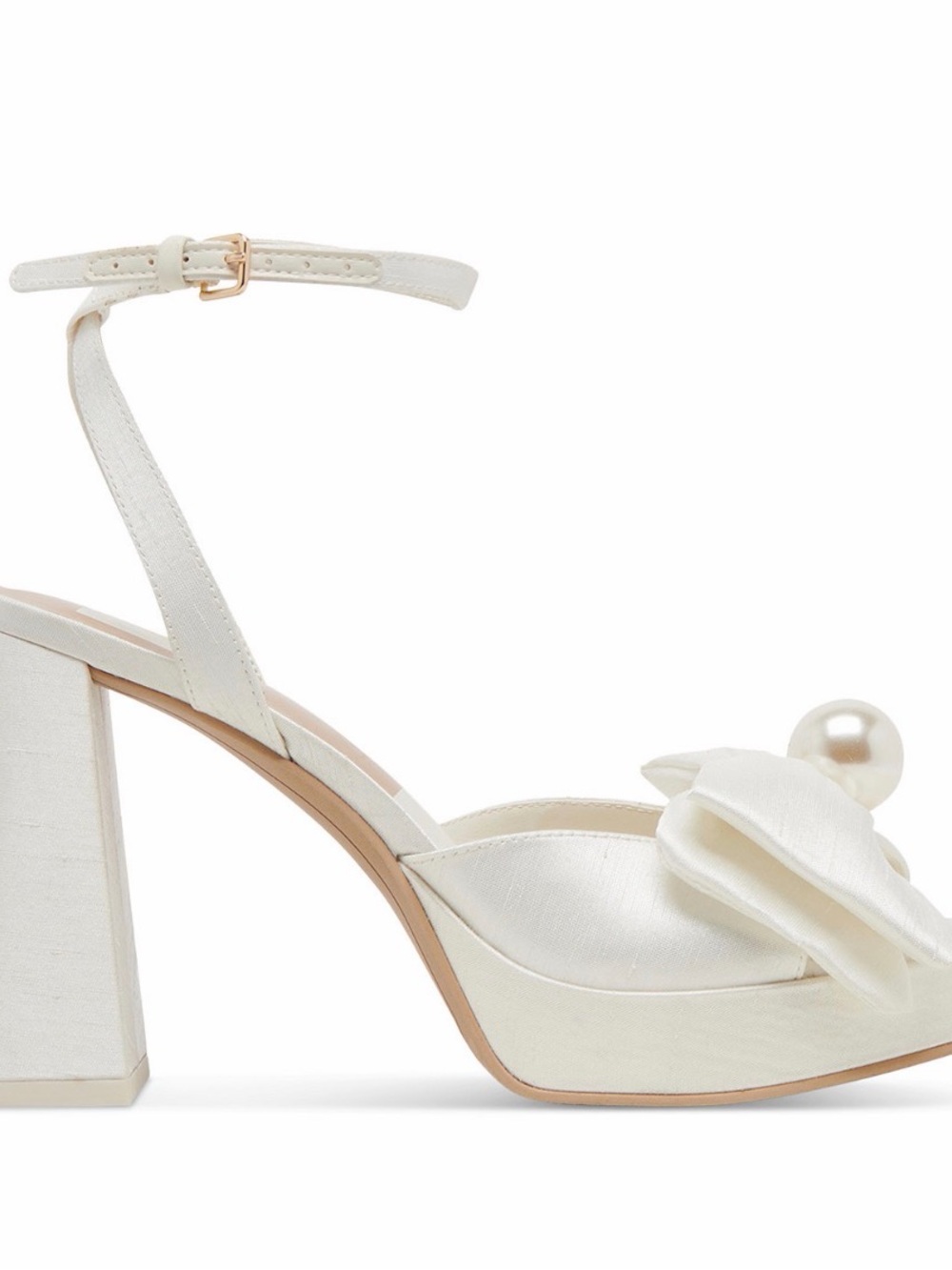 Dolce Vita Ivory Pearl Bow Platform Heels - Picture 11 of 12